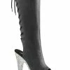 Pleaser BEJEWELED-2018-7 Black Matte/Silver Rhinestone Knee Boots Pole Shoes