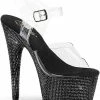 Pleaser BEJEWELED-708DM Black Rhinestone Heels Pole Shoes
