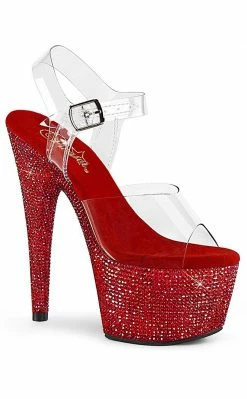 Pleaser BEJEWELED-708DM Red Rhinestone Heels