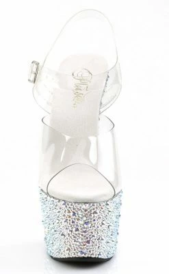 Pleaser BEJEWELED-708MS Clr/Slv Multi RS Heels Pole Shoes