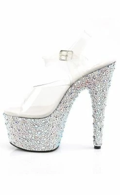 Pleaser BEJEWELED-708MS Clr/Slv Multi RS Heels Pole Shoes