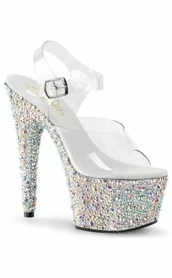 Pleaser BEJEWELED-708MS Clr/Slv Multi RS Heels Pole Shoes