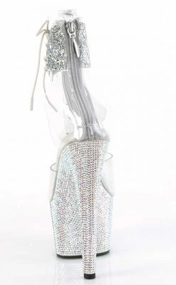 Pleaser BEJEWELED-724RS-02 Clear/Silver Rhinestone Cuff Heels