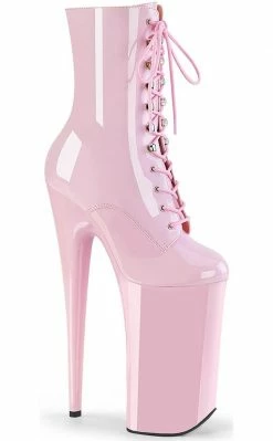 Pleaser Pole Shoes BEYOND-1020 Baby Pink Patent Ankle Boots