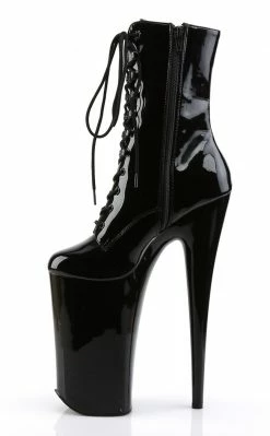 Pleaser BEYOND-1020 Black Patent Ankle Boots Pole Shoes