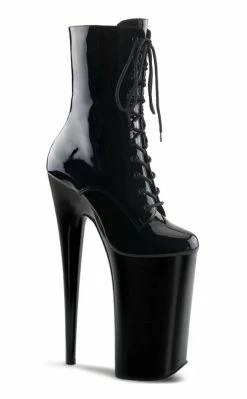 Pleaser BEYOND-1020 Black Patent Ankle Boots Pole Shoes