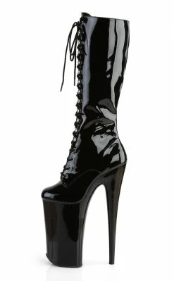 Pleaser BEYOND-2020 Black Patent Knee High Boots Pole Shoes