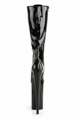 Pleaser BEYOND-2020 Black Patent Knee High Boots Pole Shoes