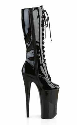 Pleaser BEYOND-2020 Black Patent Knee High Boots Pole Shoes