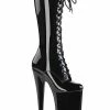 Pleaser BEYOND-2020 Black Patent Knee High Boots Pole Shoes