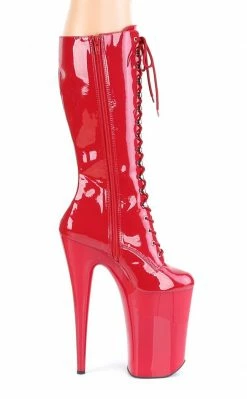 Pleaser BEYOND-2020 Red Patent Knee High Boots