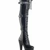 Pleaser BEYOND-3028 Blk Stretch Pu/Blk Matte Thigh High Boots Pole Shoes