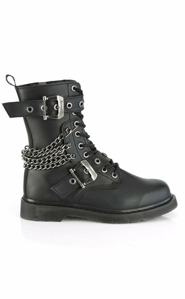 Demonia Shoes BOLT-250 Black Lace Up Chain Boots 7 Demonia Shoes BOLT-250 Black Lace Up Chain Boots