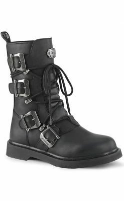 Demonia BOLT-265 Black Lace Up Buckle Boots Shoes