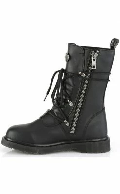 Demonia BOLT-265 Black Lace Up Buckle Boots Shoes