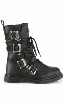 Demonia BOLT-265 Black Lace Up Buckle Boots Shoes