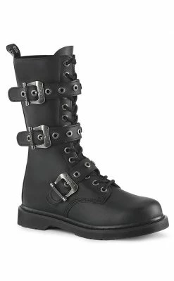 Demonia BOLT-330 Black Lace Up Mid Calf Boots Shoes