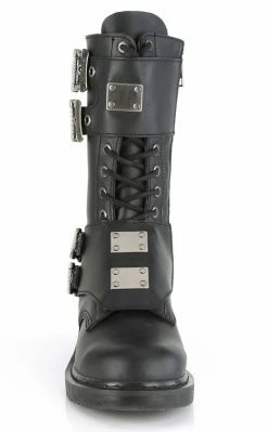Demonia Shoes BOLT-345 Black Lace Up Mid Calf Boots