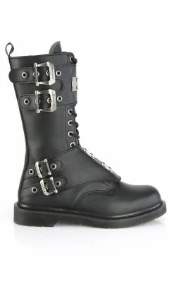 Demonia Shoes BOLT-345 Black Lace Up Mid Calf Boots
