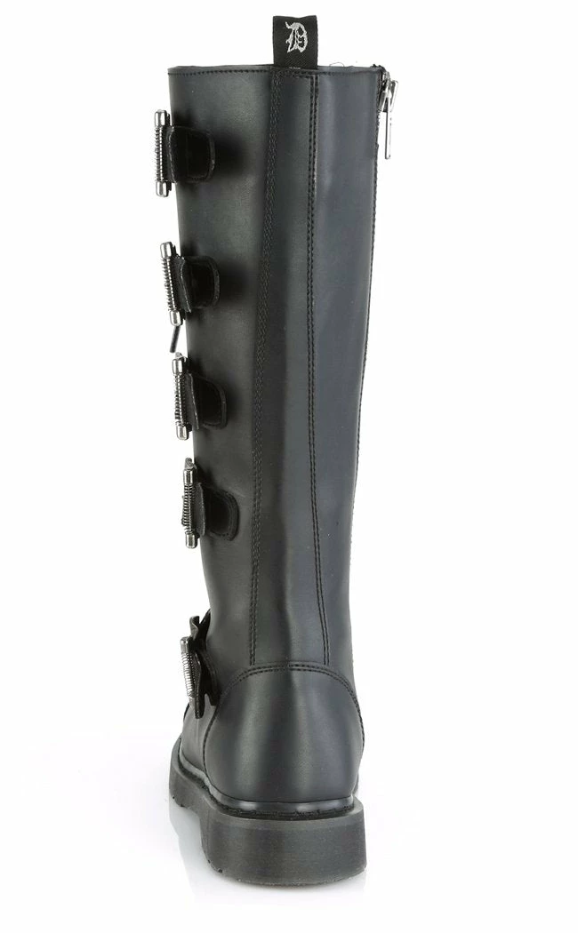 Demonia Shoes BOLT-425 Black Knee High Buckle Boots 6 Demonia Shoes BOLT-425 Black Knee High Buckle Boots