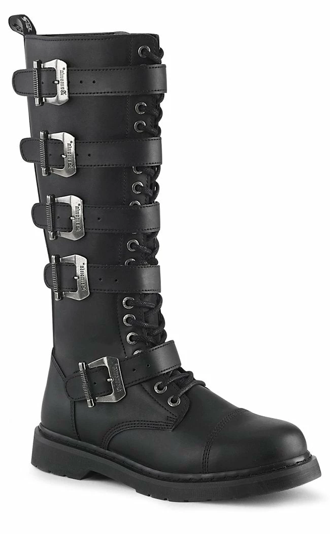 Demonia Shoes BOLT-425 Black Knee High Buckle Boots 3 Demonia Shoes BOLT-425 Black Knee High Buckle Boots
