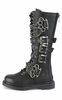 Demonia Shoes BOLT-450 Black Knee High Buckle Boots 9 Demonia Shoes BOLT-450 Black Knee High Buckle Boots