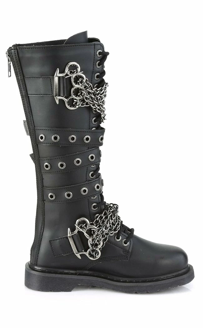 Demonia Shoes BOLT-450 Black Knee High Buckle Boots 7 Demonia Shoes BOLT-450 Black Knee High Buckle Boots