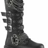 Demonia Shoes BOLT-450 Black Knee High Buckle Boots