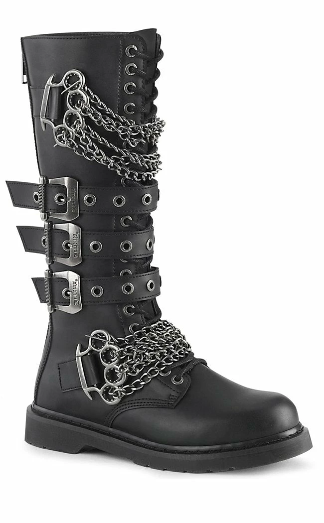 Demonia Shoes BOLT-450 Black Knee High Buckle Boots 3 Demonia Shoes BOLT-450 Black Knee High Buckle Boots