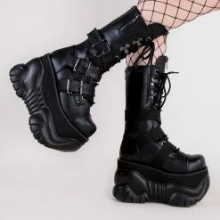 Demonia BOXER-230 Black Buckle Boots Shoes 8 Demonia BOXER-230 Black Buckle Boots Shoes