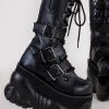 Demonia BOXER-230 Black Buckle Boots Shoes