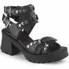 Demonia BRATTY-07 Black Chunky Heel Sandals Shoes