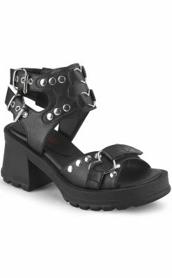 Demonia BRATTY-07 Black Chunky Heel Sandals Shoes