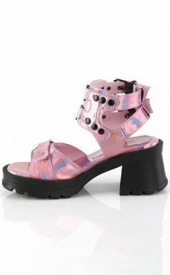 Demonia Shoes BRATTY-07 Pink Holo Chunky Heel Sandals 9 Demonia Shoes BRATTY-07 Pink Holo Chunky Heel Sandals
