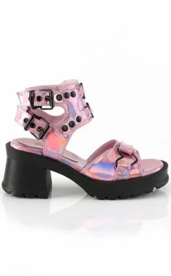 Demonia Shoes BRATTY-07 Pink Holo Chunky Heel Sandals 11 Demonia Shoes BRATTY-07 Pink Holo Chunky Heel Sandals