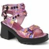 Demonia Shoes BRATTY-07 Pink Holo Chunky Heel Sandals 2 Demonia Shoes BRATTY-07 Pink Holo Chunky Heel Sandals