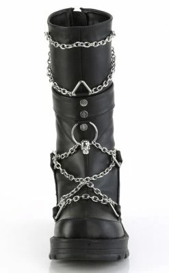 Demonia Shoes BRATTY-120 Black Chain Mid-Calf Boots