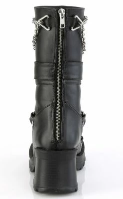 Demonia Shoes BRATTY-120 Black Chain Mid-Calf Boots