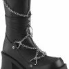Demonia Shoes BRATTY-120 Black Chain Mid-Calf Boots