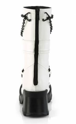 Demonia Shoes BRATTY-120 White Chain Mid-Calf Boots