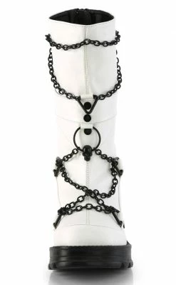 Demonia Shoes BRATTY-120 White Chain Mid-Calf Boots