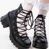Demonia BRATTY-32 Black Lace Up Ankle Bootie
