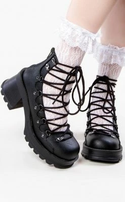 Demonia BRATTY-32 Black Lace Up Ankle Bootie
