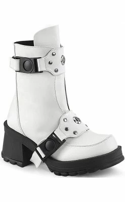 Demonia Shoes BRATTY-56 White Matte Ankle Boots
