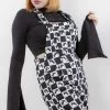 Black Friday Bat Check Print Goth Overalls