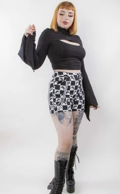 Black Friday Clothing Bat Check Print Goth Short