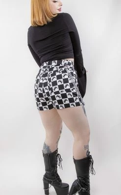 Black Friday Clothing Bat Check Print Goth Short