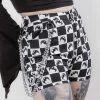 Black Friday Clothing Bat Check Print Goth Short