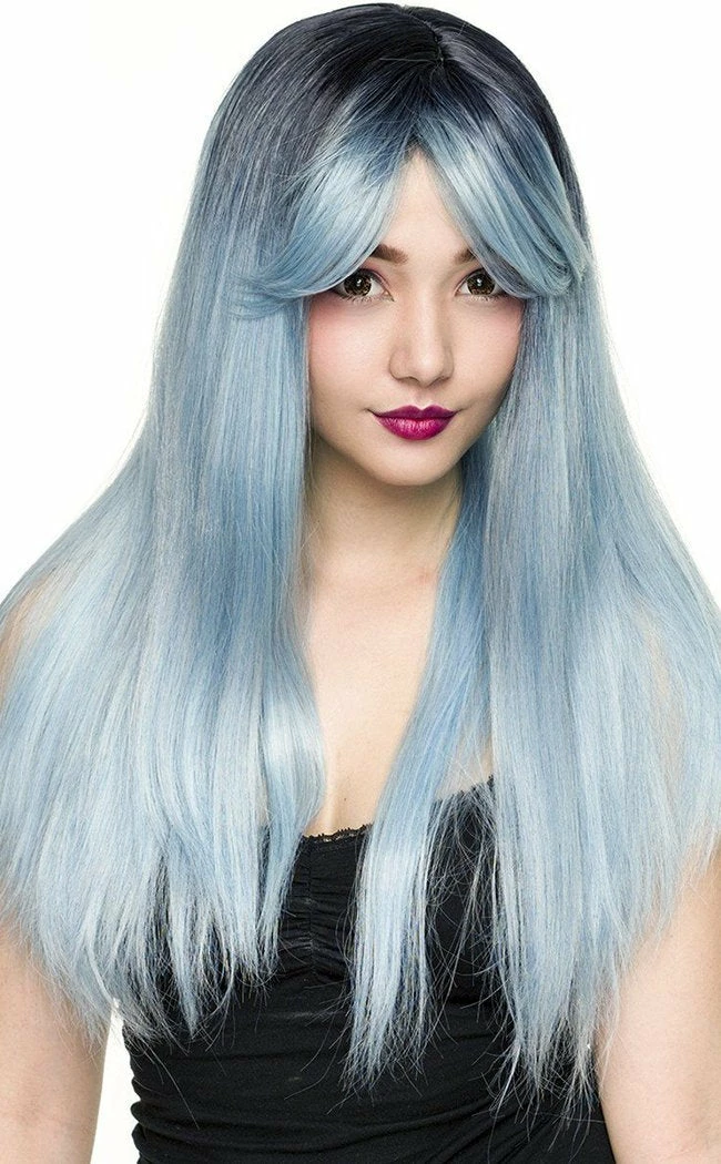 Rockstar Wigs Beauty Bella Dark Root Long Blue Ice Wig 4 Rockstar Wigs Beauty Bella Dark Root Long Blue Ice Wig