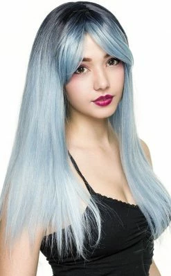 Rockstar Wigs Beauty Bella Dark Root Long Blue Ice Wig